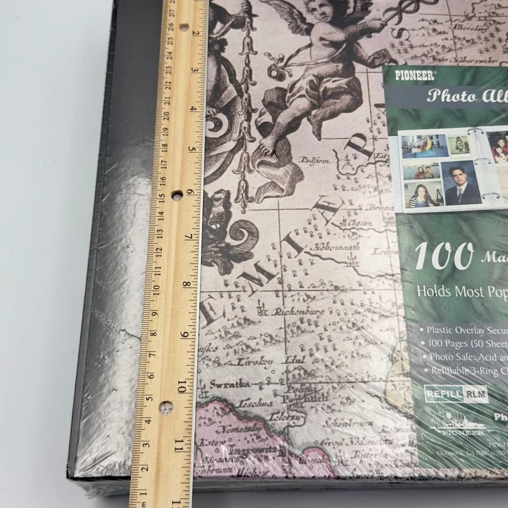 Pioneer Vintage Map Cherub‎ Magnetic Photo Album 100 Pages 3-Ring Binder LM-100D